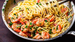 Lemon Garlic Shrimp Pasta  So Easy Youll Make It All Year Long [upl. by Tildi]