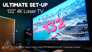 Latest Ultimate Set Up 132 Inch Laser TV Unboxing amp Setup  AWOL Vision LTV3500 Pro 132quot Screen [upl. by Adnuhsor864]