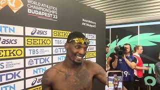 Fred Kerley talks after failing to make mens 100 final at 2023 Worlds [upl. by Mahgirb941]