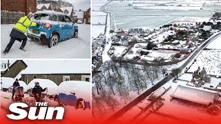 Iceravaged Britain sees 10quot of snow as temperatures drop to 18C  Severe UK weather [upl. by Ardnuassac]