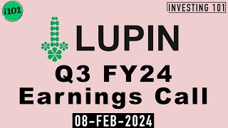 Lupin Limited Q3 FY24 Earnings Call  Lupin Limited FY24 Q3 Concall [upl. by Inamik703]