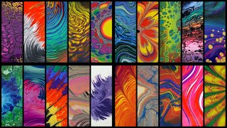 20 Different Acrylic Pouring Techniques and Variations  Abstract Fluid Art  Music [upl. by Krakow]