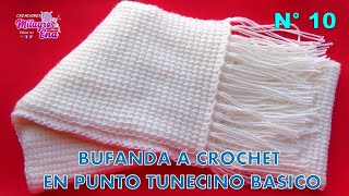 Como tejer la Bufanda N° 10 o chalina UNISEX a crochet o ganchillo en Punto Tunecino FÁCIL Y RÁPIDO [upl. by Rae721]