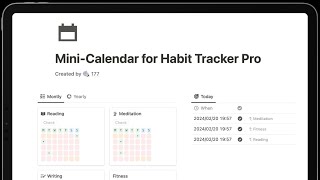 177 template  MiniCalendar for Habit Tracker Pro [upl. by Charlot371]