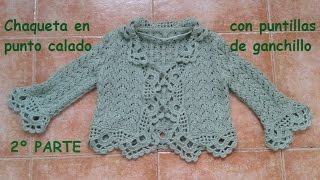 Jersey de punto calado y picos de ganchillo PARTE 2 [upl. by Adnalro]