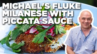 Michael Symons Fluke Milanese with Piccata Sauce  Symon Dinners Cooking Out  Food Network [upl. by Anirehc]