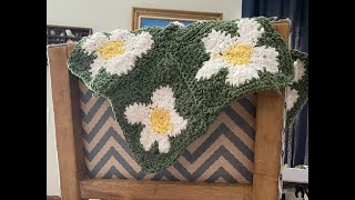 CROCHET DAISY BLANKET  Part 1  Crochet Throw Blanket [upl. by Ykcul]