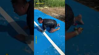 Screaming chicken blindfolded and hit people challenge slippery mat [upl. by Sophia]