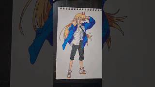 Drawing Letter quotPquot Power anime art drawing power chainsawman coloring denji makima [upl. by Korella816]