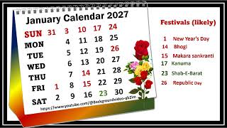 January Calendar 2027 januarycalender2027 [upl. by Shantee]