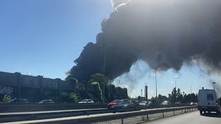 Spectacular fire in a warehouse at Rungis market near Paris  AFP [upl. by Meghan]