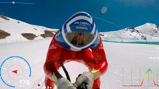 POV Speed Ski 4K down metal ramp  196kph GoPro data overlays [upl. by Noda]