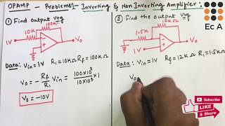 39 OPAMP problems 1  inverting amp non inverting Amplifier  EC Academy [upl. by Eniliuqcaj]