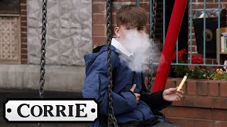 Liam Has An Asthma Attack After Trying A Vape  Coronation Street [upl. by Arodnap]