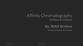 Affinity Chromatography Online Zoom Class Wilson amp Walker [upl. by Akienaj]