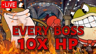 LIVE Beating Cuphead EXPERT mode but every boss has 10X HP  The Chickeninja Mod Stream 2 [upl. by Atneciv]