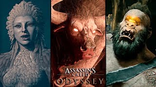 ASSASSINS CREED ODYSSEY Criaturas Mitológicas Jefes Secretos  Esfigie Ciclope Minotauro [upl. by Annahpos]