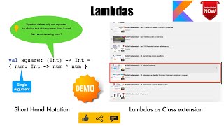 Lambdas  Shorthand  it  As Class Extensions  Kotlin Fundamentals Tutorial  Part 32 [upl. by Taft235]