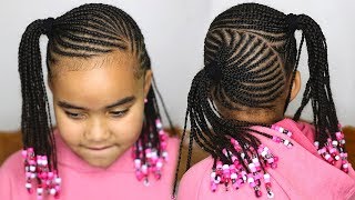 Cute Ponytail Cornrows Back To School Kids Hairstyle [upl. by Anerroc]