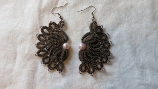 Needle Tatting Fan Earrings [upl. by Suzette]