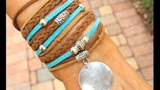 How to Make a Boho Triple Wrap Bracelet  Step by Step DIY Tutorial Bohemian Faux Suede Wrap [upl. by Irdua]