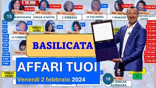 Affari tuoi venerdì 2 febbraio 2024 con la Basilicata I pacchi aperti in ordine [upl. by Hourihan]