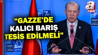 Başkan Erdoğan NATO Liderler Zirvesi’nde açıklamalarda bulundu  A Haber [upl. by Teplitz]