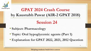 Oral Hypoglycemic Agents  Part 1  Antidiabetes  Pharmacology  GPAT 2024  KPs Pharmacopeia [upl. by Ahsyat]