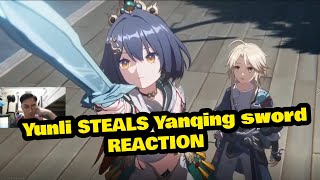 Yunli steals Yanqing sword cutscene REACTION Honkai Star Rail [upl. by Race]