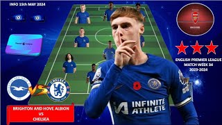 TODAY MATCH CHELSEA POSSIBLE LINEUP EPL WEEK 34 2324  BRIGHTON AND HOVE ALBION VS CHELSEA [upl. by Supen]