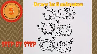 Cute things to draw  hello kitty drawings  cute doodles drawing [upl. by Cati321]