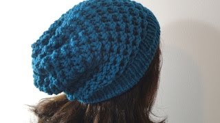 Tutorial on How to Loom Knit a Slouchy Beanie Hat [upl. by Raffin660]