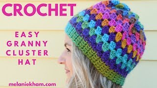 Easy Granny Cluster Crochet Beanie  Beginner Friendly [upl. by Anilorak]