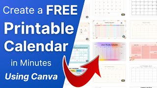 TUTORIAL Create a FREE Printable Calendar in Minutes Using Canva 1800 Templates [upl. by Elena563]