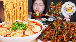 ASMR MUKBANG  매운 오이김치 만든날🔥 순두부마열라면 치즈김밥 먹방 SPICY SOFT TOFU RAMYUN amp CUCUMBER KIMCHI amp CHEESE GIMBAP [upl. by Pheni]