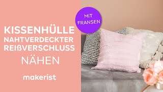 Kissenhülle mit verdecktem Reißverschluss nähen aus Leinen  makerist easy DIY [upl. by Osmond]