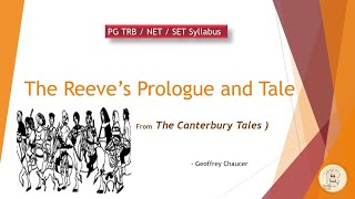 The Reeves Prologue and Tale  The Canterbury Tales  Geoffrey Chaucer  PG TRB NET SET  in Tamil [upl. by Ladnik]