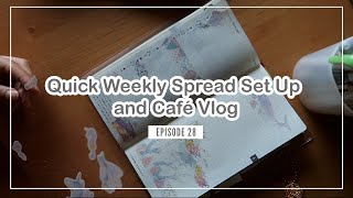 Quick Weekly Spread Set Up and Café Vlog  Hobonichi Weeks EP 28 [upl. by Marjy707]