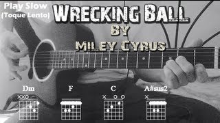 How to Play ▶Miley Cyrus  Wrecking Ball◀  Standard Chords Tutorial  Como Tocar en Guitarra✔ [upl. by Steep253]