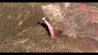 Air Tanker 72 makes retardant drop in difficult terrain [upl. by Etyam]