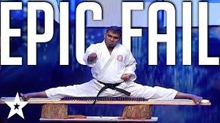 EPIC KARATE FAIL Karate Audition Goes Wrong on Sri Lankas Got Talent  Got Talent Global [upl. by Aimac236]