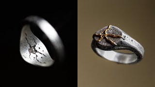 The process of making a silver ring inspired by Kintsugi art [upl. by Gambrill]