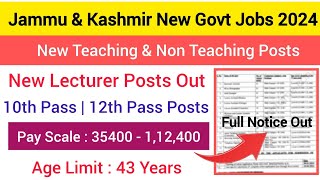 JampK New Teaching amp Non Teaching Posts OutNew Posts Out In Education Department Lecturer Posts Out [upl. by Mcgannon]