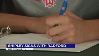 Greenevilles Shipley signs with Radford baseball [upl. by Eibbed]