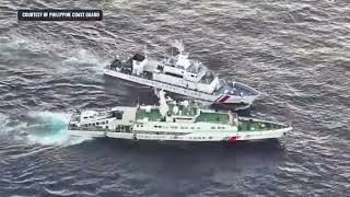 China Coast Guard vessel collides with Philippine Coast Guard ship [upl. by Eirolam393]