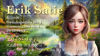 エリック・サティ代表曲3曲【Erik Satie60min BGM】作業用・勉強用（60分）癒し・リラックスBGM（relaxation music） [upl. by Jarin]