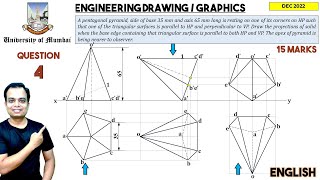 Mumbai University  Dec 2022  Engineering Graphics  PYQ  Q4  Projection of Solids [upl. by Yaron]