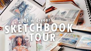 all my sketchbooks in 2024 ✦ midyear sketchbook tour art goals amp finding my art style [upl. by Feingold]