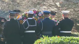 Former First Lady Rosalynn Carters casket arrives at The Carter Center to lie in repose [upl. by Aerdnwahs]