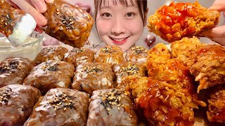 ASMR Jjajangmyeon Wrap Rolls Korean Fried Chicken【Mukbang Eating Sounds】【English subtitles】 [upl. by Eahc]